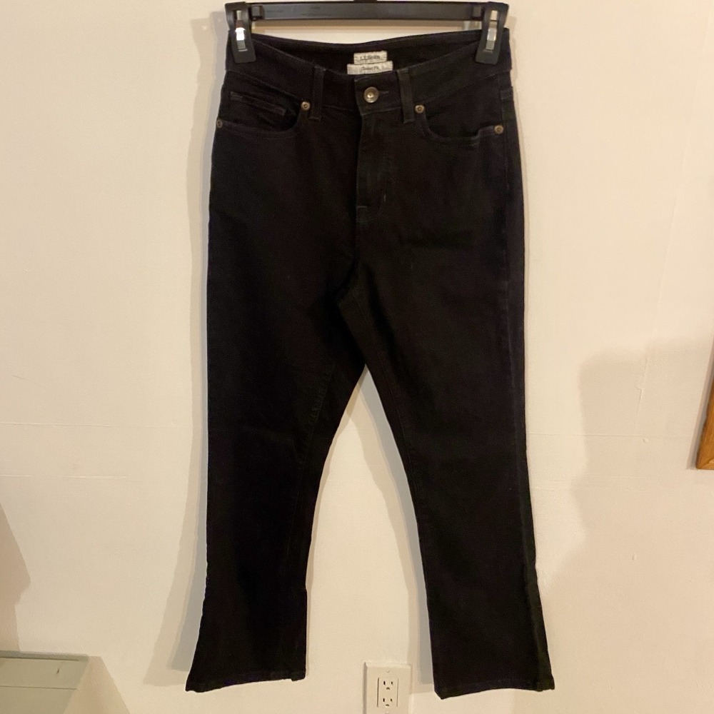 LL Bean Classic Fit Straight Leg Denim Jeans Black High Rise‎ Womens Size 2